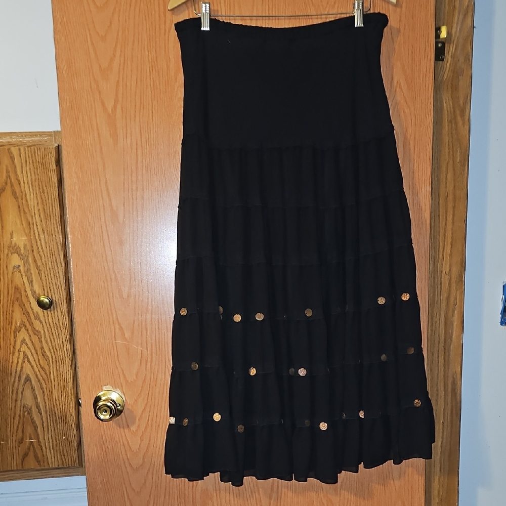 Vintage Kaktus Black Skirt with Gold Details size Large